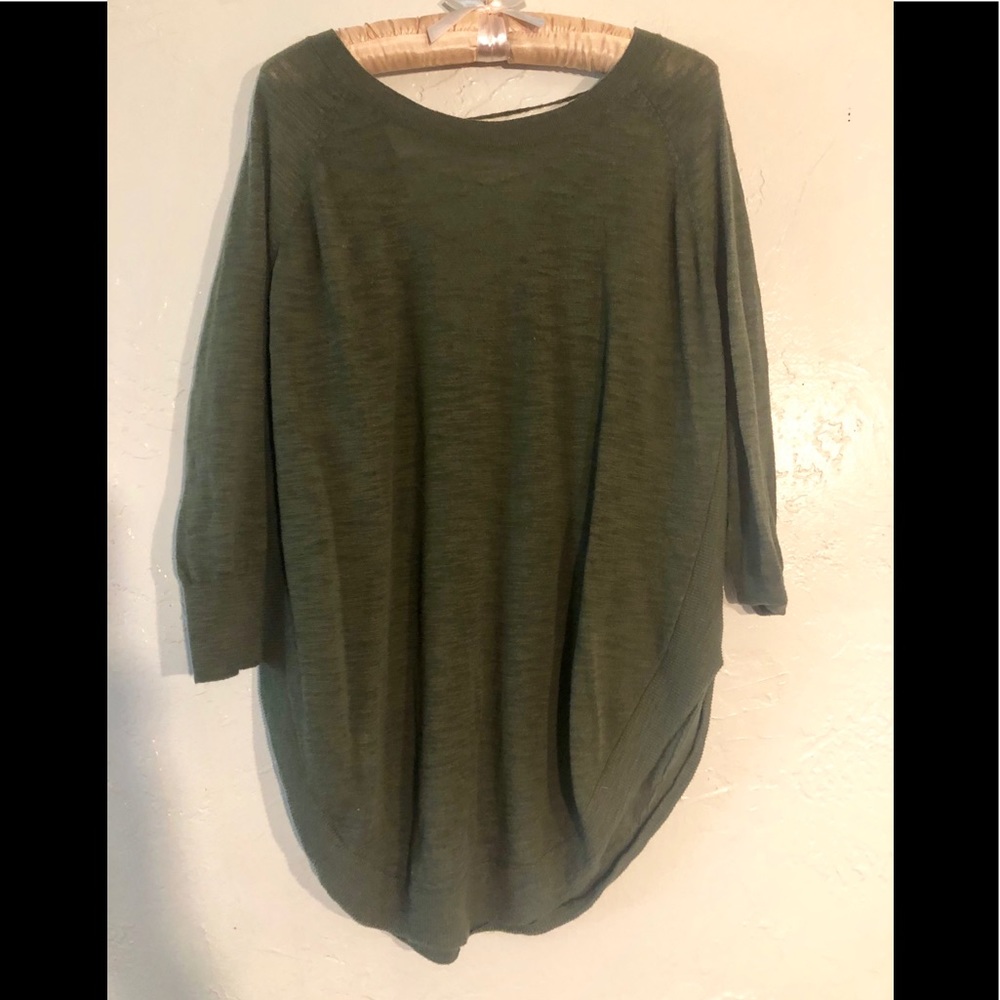 Express olive green sweater with cross cross back